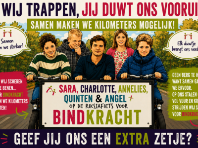 Sara Charlotte Annelies Quinten & Angel op de fiets voor Bindkracht